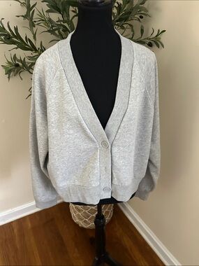 GAP Heather Gray Cozy V-Neck Button Cardigan